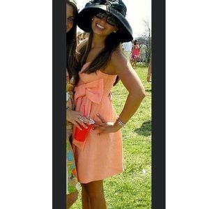 LAILA Linen Like Peach Dress With Bow